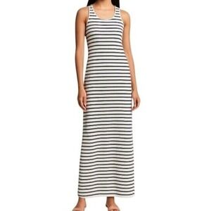 NEW Theory Cordell Sailor Stripe Racerback Tank Maxi‎ Dress Black/White Size S